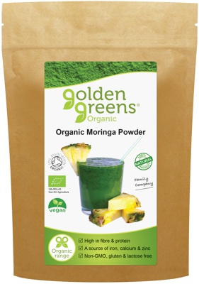 packet of golden greens organic Moringa Tree Leaf powder 200g