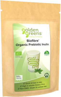 Photo of a 500g packet of Golden Greens Organic Inulin