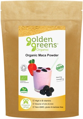 packet of golden greens organic Maca powder 200g